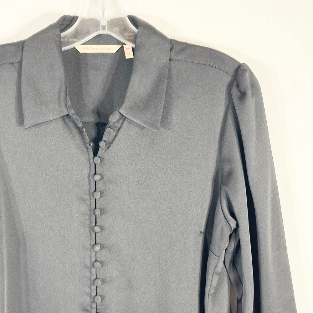 Soft Surroundings Medium Petite Top Sonnet Blouse Black Bell Sleeve 952 View 5